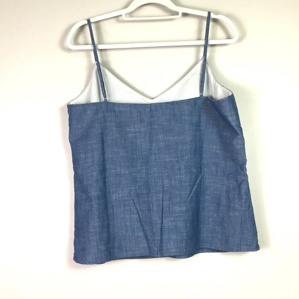 J.Crew‎ Chambray V-Neck Spaghetti Strap Cami Tank Top 14 Blue BF811